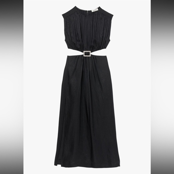Sandro Paris Plaza Embellished Cut Out Midi Dress - Picture 6 of 16